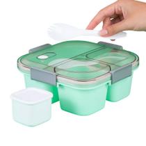 Kit Marmiteira 3 Compartimentos + Talher 1200ml Sortida