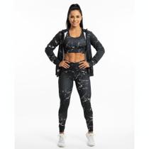 Kit Marmorizado Legging Top jaqueta Conjunto Academia