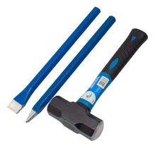 Kit Marreta 2kg cabo de fibra Talhadeira E Ponteiro Para Obras Pedreiro