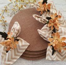 Kit Marrom americano anel guardanapo capa base sousplat 32un