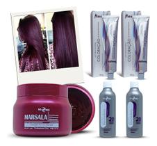 Kit Marsala 2 Colorações 66.26 + 2 Ox + Matizador Vermelho Marsala 250g Mairibel