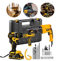 Kit Martelete Perfurador Rompedor 820W e Furadeira Parafusadeira 21v Brushless Compacta com Maleta E Acessorios Fasterr