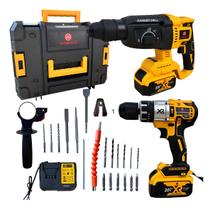 Kit Martelete Rompedor Perfurador - Furadeira A Bateria Amarelo 127/220v 50hz/60hz
