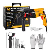 Kit Martelete Rotativo Rompedor 820W Fasterr Com Óculos de Segurança e Luva Pigmentada