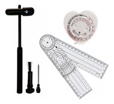 Kit Martelo Buck Preto Total + Goniometro Grande Contec + Trena Fita Antropométrica Coração SuperMedy