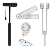 Kit Martelo Buck Preto + Trena Com IMC Retrátil + Diapasão 256hz + Goniometro Pequeno E Grande