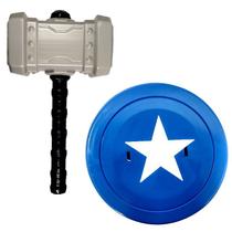 Kit Martelo com Escudo de Super Herói Thoro e Capitão - Toy Master