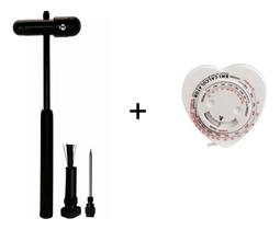 Kit Martelo Neuro Fisio Buck Reflexos Com Pincel E Agulha MD + Trena Fita Métrica Corporal Com Índice Imc Disco Retrátil