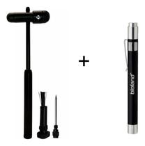 Kit Martelo Neuro/Fisio/Reflexo Buck Preto MD + Lanterna Preta Clínica De Led Bioland