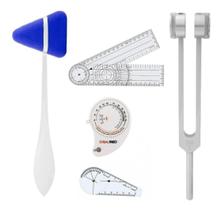 Kit Martelo Neuro Taylor Diapasão 256hz + Trena + Goniometro Pequeno E Goniometro Grande Kit Martelo Neuro Taylor Diapasão 256hz + Trena + Goniometro Pequeno E Goniometro Grande