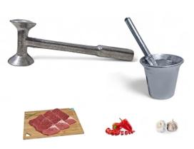 Kit Martelo Para Amaciar Bife E Pilão Socador De Alho