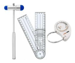 Kit Martelo Reflexo Buck Azul + Goniômetro + Fita Antropométrica