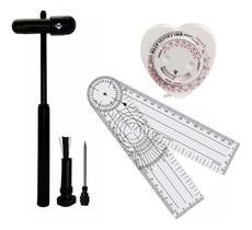 Kit Martelo Reflexo Buck MD + Goniômetro Grande Contec + Trena Fita Antropométrica Coração