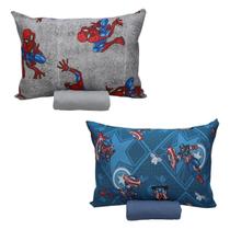Kit Marvel 2 Jogos Cama 100% Algodão Homem Aranha + América