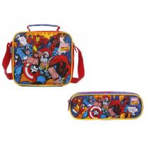 Kit Marvel Comics Lancheira + Estojo Duplo