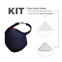 Kit Máscara Azul Marinho G Fiber Knit + Filtros Proteção + Suporte