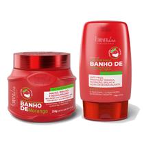 Kit Mascara Banho de Verniz Morango e Leave-in Forever Liss Kit Mascara Banho de Verniz Morango e Leave-in Forever Liss