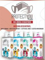 KIT Máscara cirúrgica infantil descartável c/ 25 - protect you kids - Kit c/ 100 máscaras(04cxs)