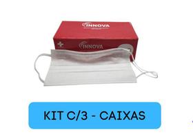 Kit Máscara Cirúrgica Tripla Branca C/ Elast 3 Caixas c/50 Un -Innova