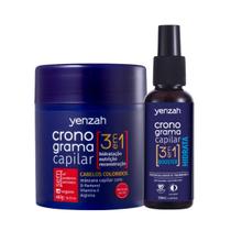 Kit Máscara Cronograma Capilar 3 Em 1 Cabelos Coloridos Yenzah + 1 Booster Potencializador Hidratação