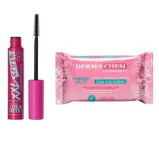 Kit Mascara de Cilios Color Trend Avon 8g A Prova D'Agua Alongador + Lenço Demaquilante Dermachem