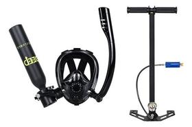 Kit Mascara De Mergulho Com Cilindro Oxigenio Bomba Snorkel
