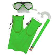 Kit Máscara de Mergulho Snorkel Nadadeiras e respirador Juvenil Belfix