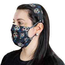 Kit máscara de proteção com faixa de cabelo em tecido lavável