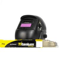 KIT MASCARA DE SOLDA CONTROL AUTMATICA TON 9 A 13 + ELETROLDO 6013 2.5MM 2Kg - TITANIUM PLATINA