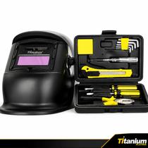 Kit Máscara de Solda Control Automática TON 9 a 13 Jogo de Ferramentas com 11 peças Titanium Platina Kit Máscara de Solda Control Automática TON 9 a 13 Jogo de Ferramentas com 11 peças Titanium Platina