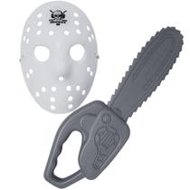 Kit Máscara E Motosserra Jason Halloween Fantasia Infantil