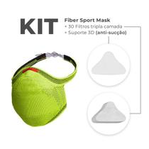 Kit Máscara Fiber Knit + 30 Filtros Proteção + Suporte Limão G