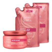 Kit Máscara Nutrição Capilar com 2 Refil Nutri Rosé Repara Raiz e Ponta 250g Eudora Siàge