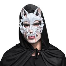 Kit Máscara Osso Animal Lobo Esqueleto Caveira Halloween + Capa Preta Longa Capuz = 2 Produtos Temáticos Kit Máscara Osso Animal Lobo Esqueleto Caveira Halloween + Capa Preta Longa Capuz = 2 Produtos Temáticos