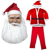 Kit Mascara Papai Noel Realista + Roupa Completa Veludo