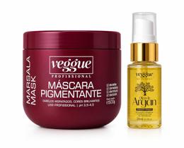 Kit Mascara Pigmentante Marsala 500g Veggue Com Óleo Reparador de Argan Profissional