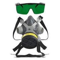 Kit Máscara Respiratória Proteção e Óculos de Segurança Alça Ajustável EPI