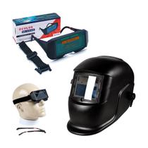 Kit Máscara Solda Automática Regulagens Internas DIN 9-13 + Óculos Soldador Escurecimento Automático