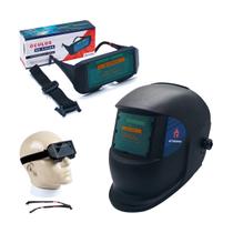 Kit Máscara Solda Tonalidade Fixa DIN 11 Sem Regulagem + Óculos Soldador Escurecimento Automático