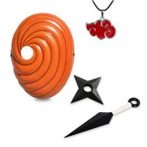 Kit Mascara Tobi Colar Akatsuki Kunai E Shuriken Naruto