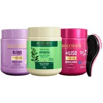 Kit Máscaras Bio Extratus Blond Jaborandi +Liso 500g +Escova