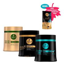 Kit Máscaras Haskell Cronograma Capilar Cabelos Crespos 500g + Refil de Shampoo Haskell