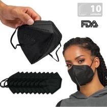 Kit Máscaras KN95 N95 Preta de Proteção Facial FFP2 com 5 Camadas e Clip Nasal - 10 Unidades