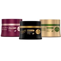 Kit Máscaras Quina Rosa + Cavalo Forte + Murumuru Haskell - 300g / Cabelos Crespos