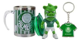 Kit Mascote + Caneca Termica Inox + Chaveiro Metal Palmeiras