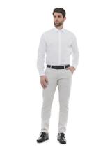 KIT Masculino 2 peças- Calça Sarja Esporte Fino Cinza e Camisa Social Branca