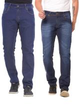 KIT Masculino 2 peças - Calça Skinny Jeans Escuro e Calça Skinny Jeans Simples com Detalhe de Risco