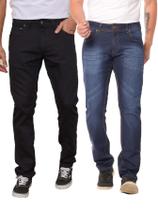 KIT Masculino 2 peças - Calça Skinny Jeans Preto e Calça Skinny Jeans Simples com Detalhe de Risco