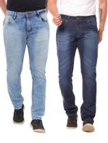 KIT Masculino 2 peças - Calça Skinny Jeans Simples com Detalhe de Risco e Calça Skinny Jeans Claro Lazúli