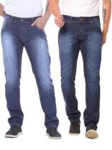 KIT Masculino 2 peças - Calça Skinny Jeans Simples com Detalhe de Risco e Calça Skinny Jeans Simples